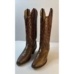 VTG womens justins cowboy boots size 5.5 B Smooth Full Ostrich Quill A0808 Rare